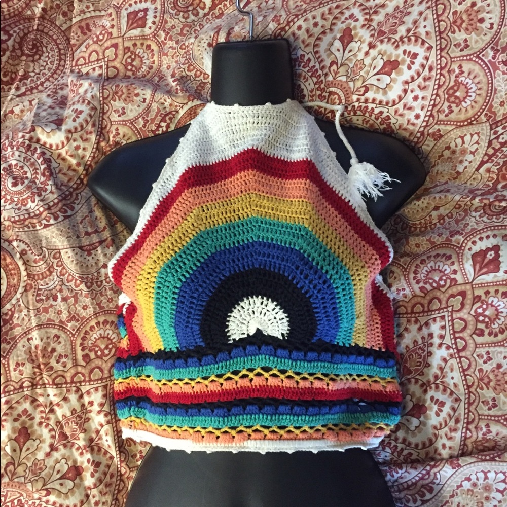 Forever 21 Rainbow Crochet Top